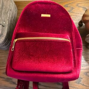 Aldo burgundy velvet mini backpack